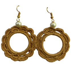 Mustard Crochet Handmade Earrings, Lightweight Boho Earrings