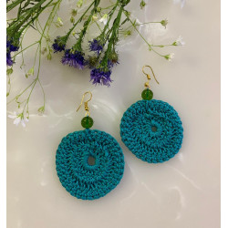 Blue Crochet Handmade Earrings, Lightweight Boho Earrings