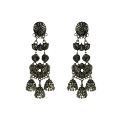 Long Silver Jhumki Earrings For Women, Silver Jhumka Jewellery 