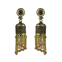 Golden Drop Traditional Jhumki Dangler Earrings, Ethnic Jhumkas For Women
