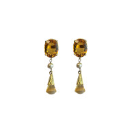 All That Topaz - 24K Gold-Plated Semi-Precious Stones, Statement Earrings For Women, Dangler Earrings