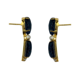 Enchanted Love - 995 Pure Silver Rhodium Plated Earrings With Semi Precious Stones, Statement Earrings For Women, Dangler Earrings