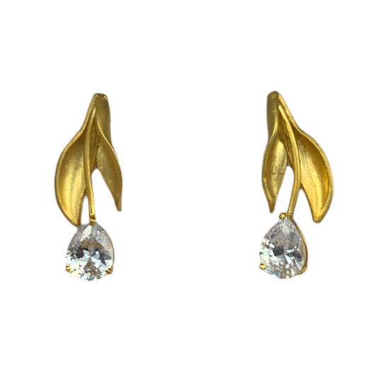 Petal Drops - 995 Pure Silver Rhodium Plated Earrings With Semi Precious Stones, Statement Earrings For Women
