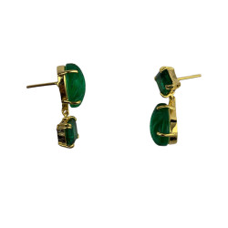 Mix & Match Emeralds - 995 Pure Silver Rhodium Plated Earrings With Semi Precious Stones, Statement Earrings For Women, Small Dangler Earrings