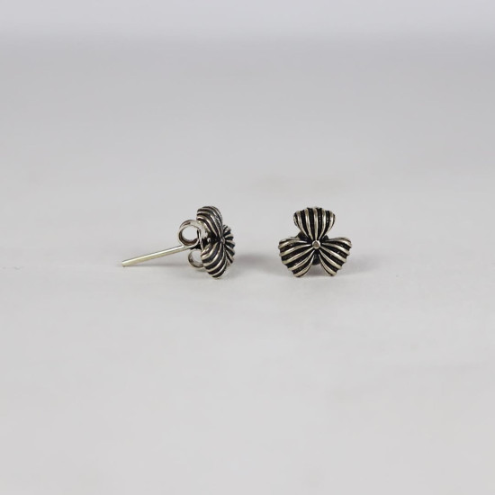 925 Sterling Silver Oxidized Floral Stud Earrings