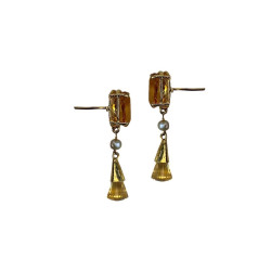 All That Topaz - 24K Gold-Plated Semi-Precious Stones, Statement Earrings For Women, Dangler Earrings