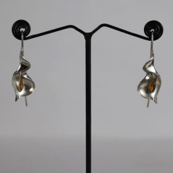Calla Lilies - 995 Pure Silver Rhodium Plated Earrings, Statement Earrings For Women, Dangler Earrings