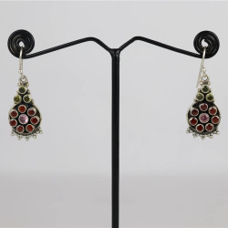 925 Sterling Silver Oxidized Floral Dangle Earrings