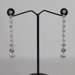 Dazzling Drop - 925 Sterling Silver Rhodium Plated Earrings With AD, Statement Earrings For Women, Long Drop Earrings