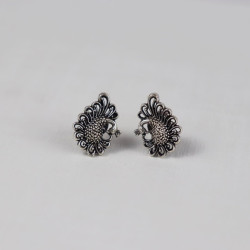 925 Sterling Silver Oxidized Peacock Stud Earrings