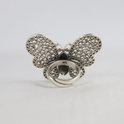 925 Sterling Silver Oxidized Butterfly Design Adjustable Cocktail Ring