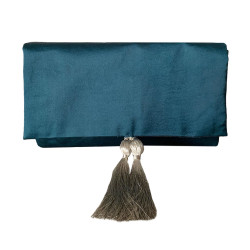 Deep Green Satin Cloth Clutch Bag  With Tassel / Potli Pouch For Women For Weddings / Parties 