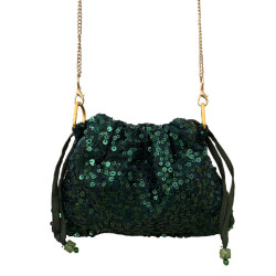 Stunning Green Shimmery Cloth Sling Bag For Women, Bags/Clutch/Potli For Weddings
