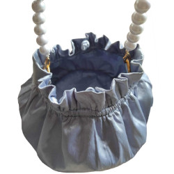 Light Mauve Blue Bucket Bag With White Pearl Chain For Weddings, Bags/Clutch/Pouch For Women
