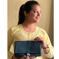 Deep Green Satin Cloth Clutch Bag  With Tassel / Potli Pouch For Women For Weddings / Parties 