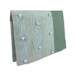 Contemporary Style Ice Blue Stripes Bag / Clutch With Pearl Work For Women 