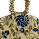 Embroidered Cloth Floral Semi Circle Traditional Bag With Handle