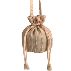 Simple Light Pink Fabric Potli With Thread & Sequence Work, Bag / Pouch / Potli For Weddings