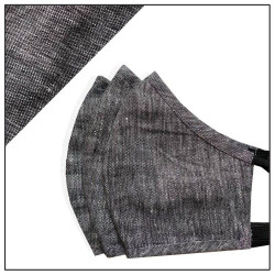 Slate Grey Linen Fashionable Mask for Men - Skin Friendly, Reusable, Washable Fabric, Light Weight & Comfortable, Set Of 3