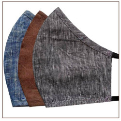 Blue (Linen), Brown (Cotton) & Grey (Linen) - Fashionable Mask for Men - Skin Friendly, Reusable, Washable Fabric, Light Weight & Comfortable, Set Of 3