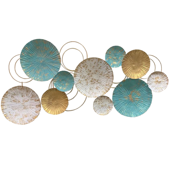 Blue, White & Golden Iron Wall Decorative Hanging, Size - 48 x 25 Inches