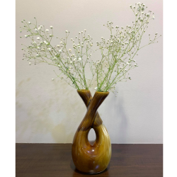 Brown Cream Double Shade - Double Face Ceramic Flower Vase (Hand Painted) for Home & Office Décor 
