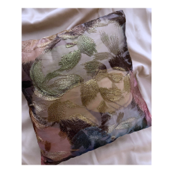 Gorgeous Multi Colored Thread Embroidered Organza Cushion Cover, Set of 2, Size - 12*12 inches 