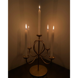 Charismatic Antique Touch Metal Candle Stand, Color - Champagne Gold