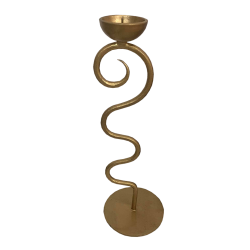 Beautiful Champagne Gold Spiral Floral Design Metal Candle Stand 