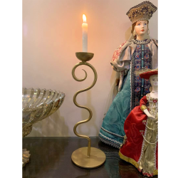 Beautiful Champagne Gold Spiral Floral Design Metal Candle Stand 