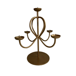 Charismatic Antique Touch Metal Candle Stand, Color - Champagne Gold