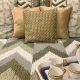 Classy Contrasting Golden Cushion Covers With Turquoise Color Work, Set of 3, Size - 12*12 inches
